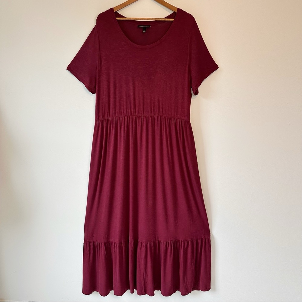 Lane Bryant Women’s Wine Burgundy Knit Flounce Maxi Dress, size 18/20 - Picture 10 of 16